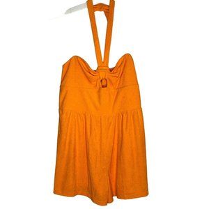 Wild Fable Orange Romper Large Halter Tie Terry Beach Casual Lounge Coverup